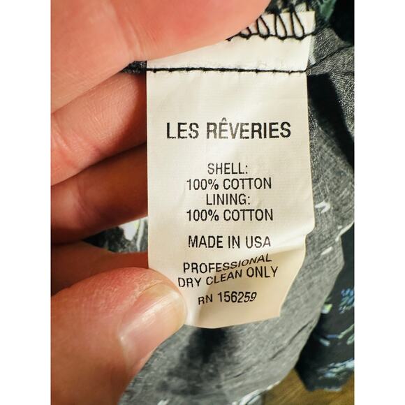 Les Rêveries Black Blue Floral Hourglass Square Neck Strap Midi Dress Size 6 - Picture 7 of 12